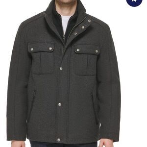 NWT Cole Haan Signature Mens  Melton Zip‎ Wool-Blend Trucker Coat Jacket $275